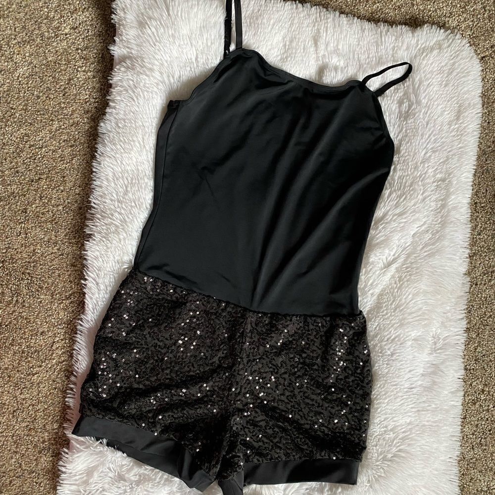 Weissman Black Sequin Shorts Romper Dance Costume Outfit Size LA‎